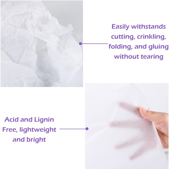 100 SHEETS 🤍 TISSUE PAPER - White , X - Large size 20 x 30 inch - Picture 3 of 3